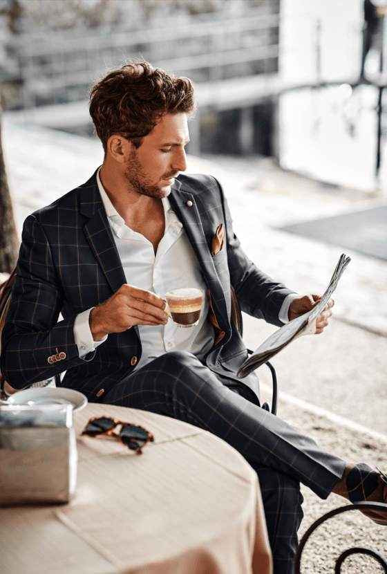 drinking coffee